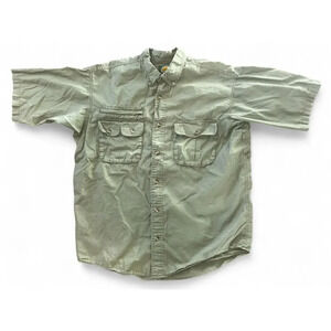 Cabelas Men's Outdoor Short Sleeve Button Down Hunter Green Vented Size M